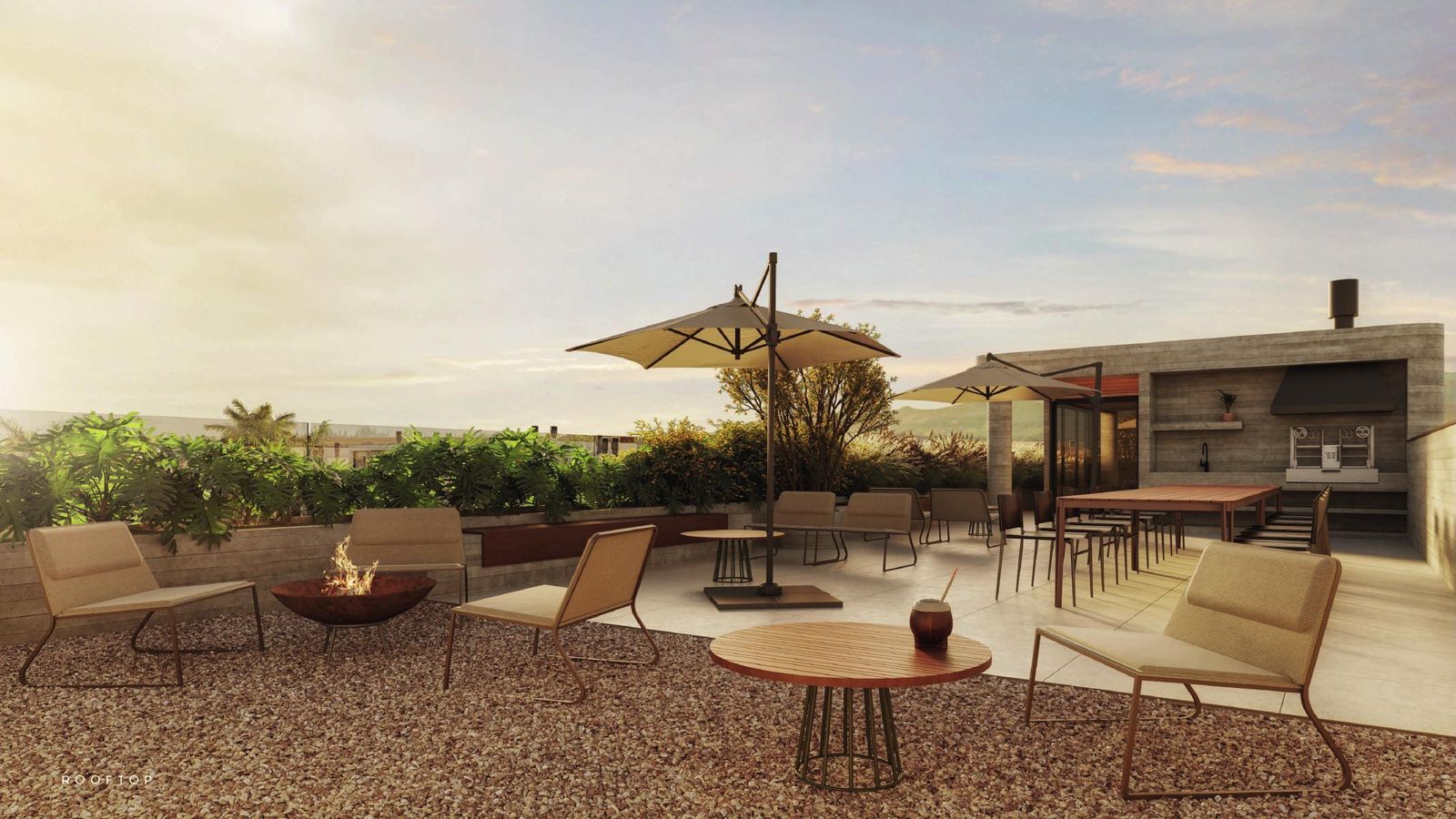 Origem – Rooftop do clube com espaço parrilla