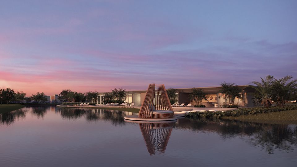 Wave Home Resort – Club House à beira do lago ao entardecer